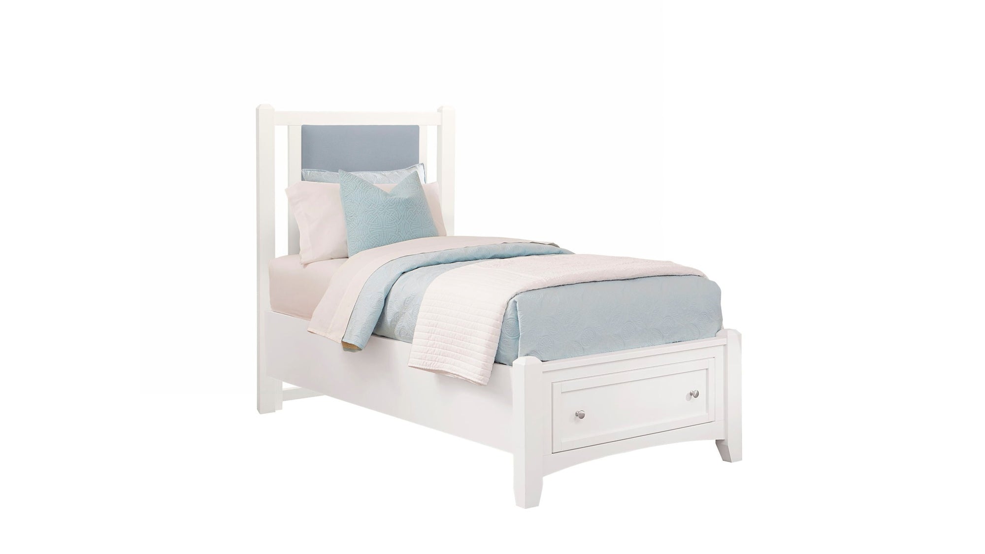 Bonanza - Ocean Blue Linen Upholstered Bed With Storage Footboard