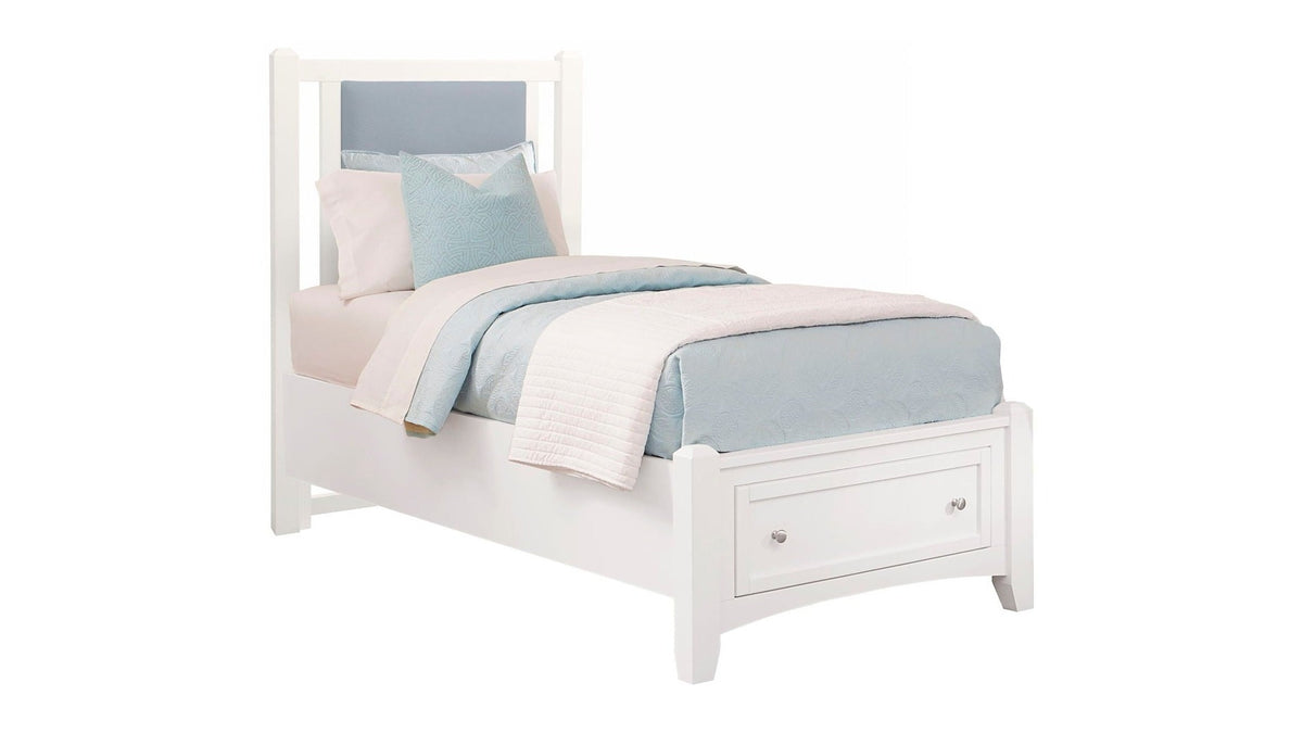 Bonanza - Ocean Blue Linen Upholstered Bed With Storage Footboard