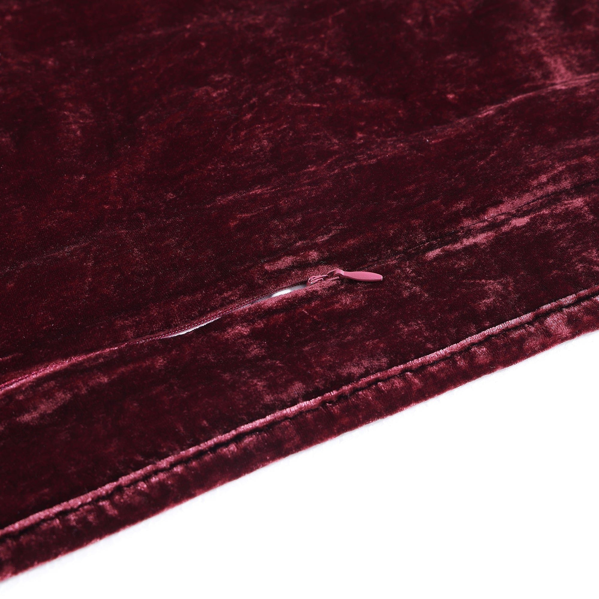Stella - Full/Queen Faux Silk Velvet Double Box Stitch Quilt Set (Set of 3) - Garnet Red