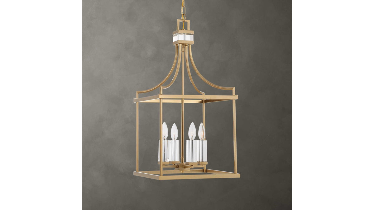 Montreal - 4 Light Brass Lantern Pendant - Gold