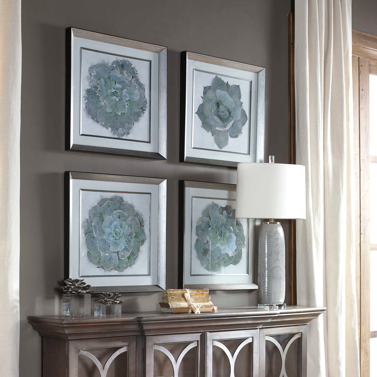 Natural Beauties - Botanical Prints (Set of 4) - Light Blue