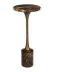 Karnes - Dark Marble Drink Table - Black / Bronze / Brown