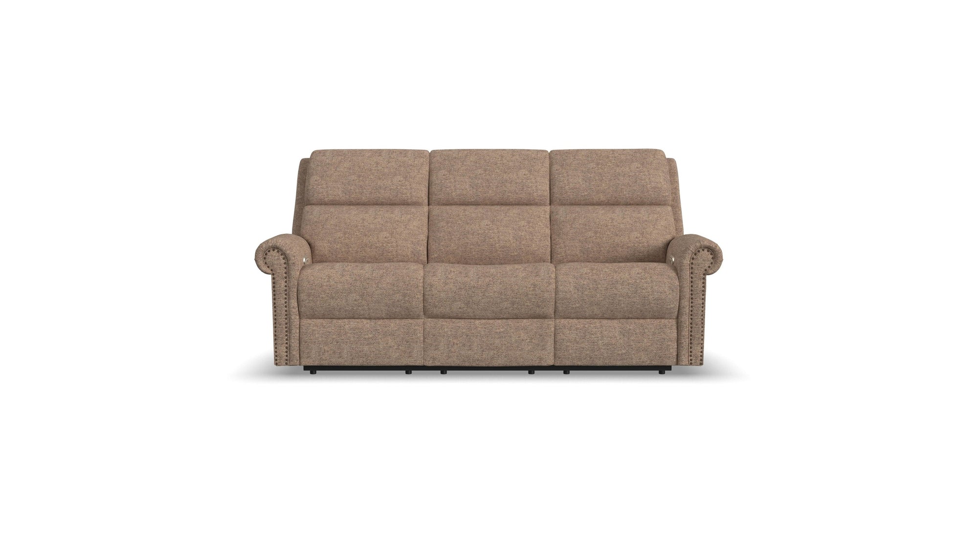 Bernard - Power Reclining Sofa With Console, Power Headrests &amp; Lumbar, Nailhead Trim