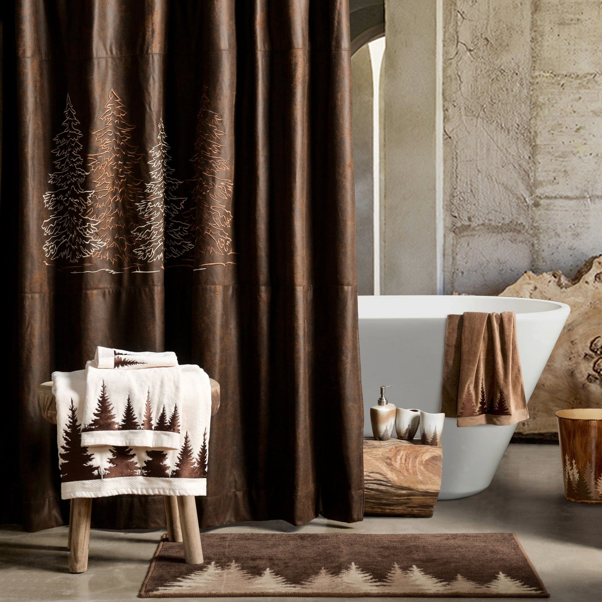Clearwater Pines - Bathroom Sets (Set of 8) - Cream / Brown