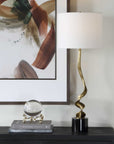 Spiraling - Cordless Brass Buffet Lamp - Black / Gold