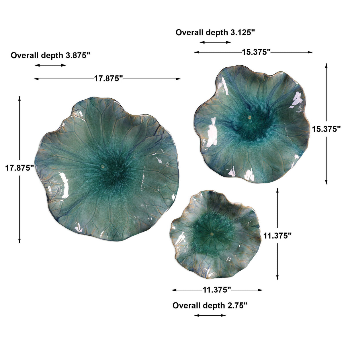 Abella - Ceramic Flowers (Set of 3) - Blue