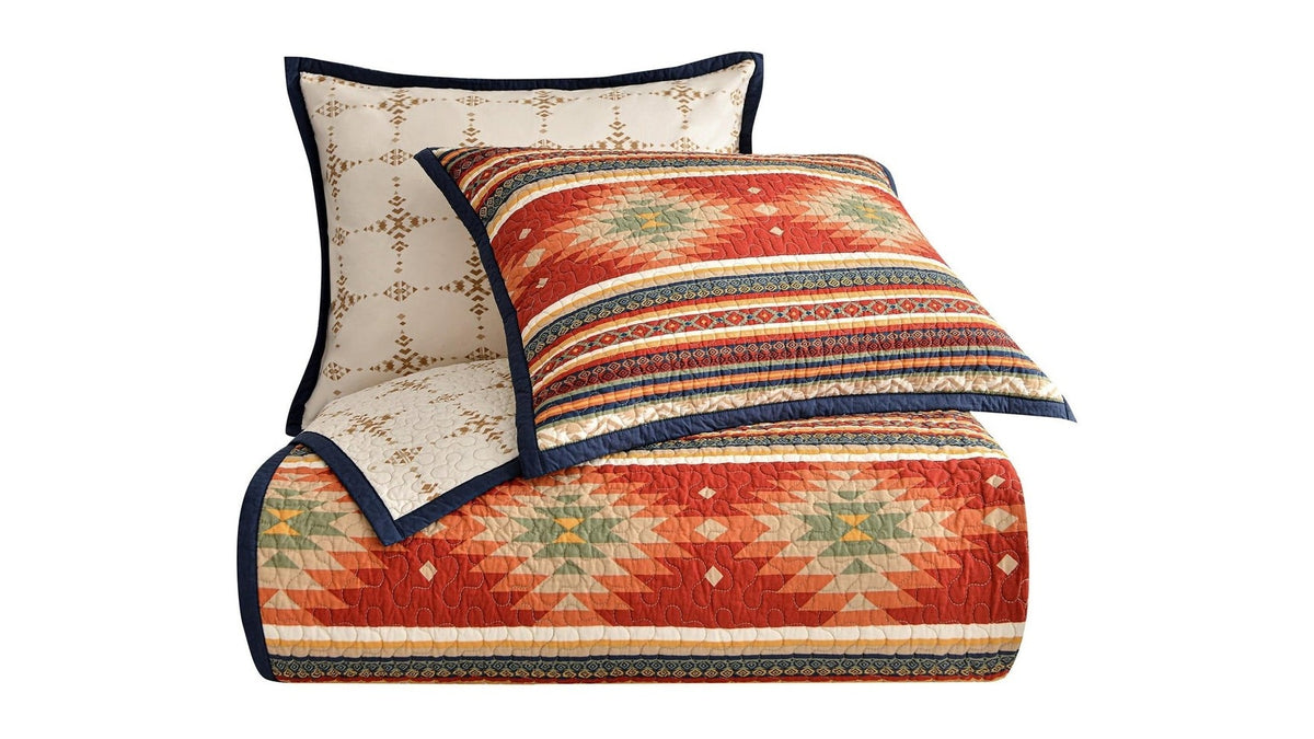 Del Sol - Full/Queen Reversible Quilt Set Set of 3 - Multi Color