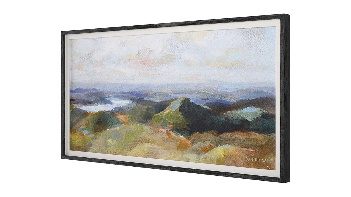 Above The Lakes - Framed Landscape Print - Gray