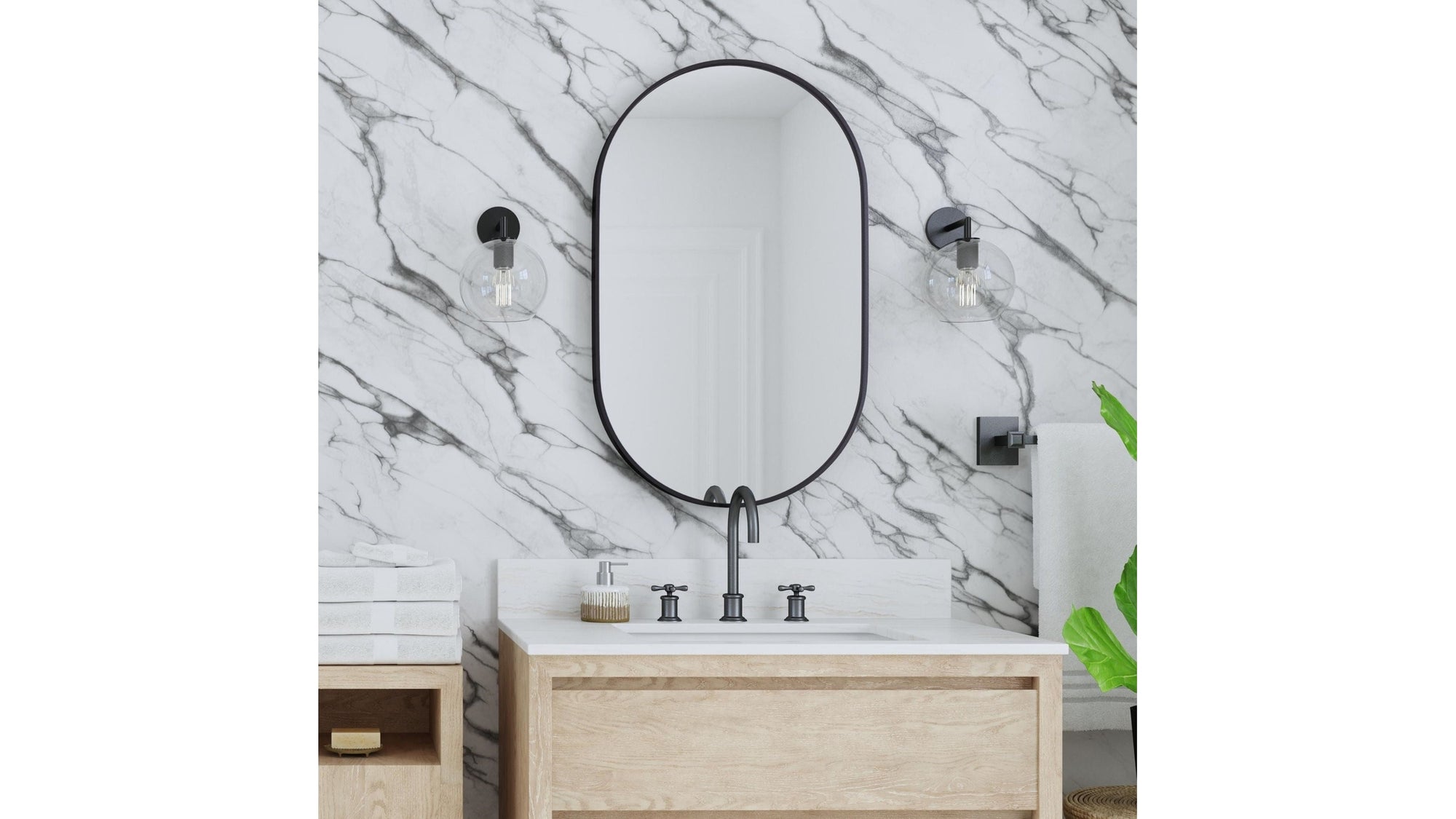 Oval - Wall Mirror - Black