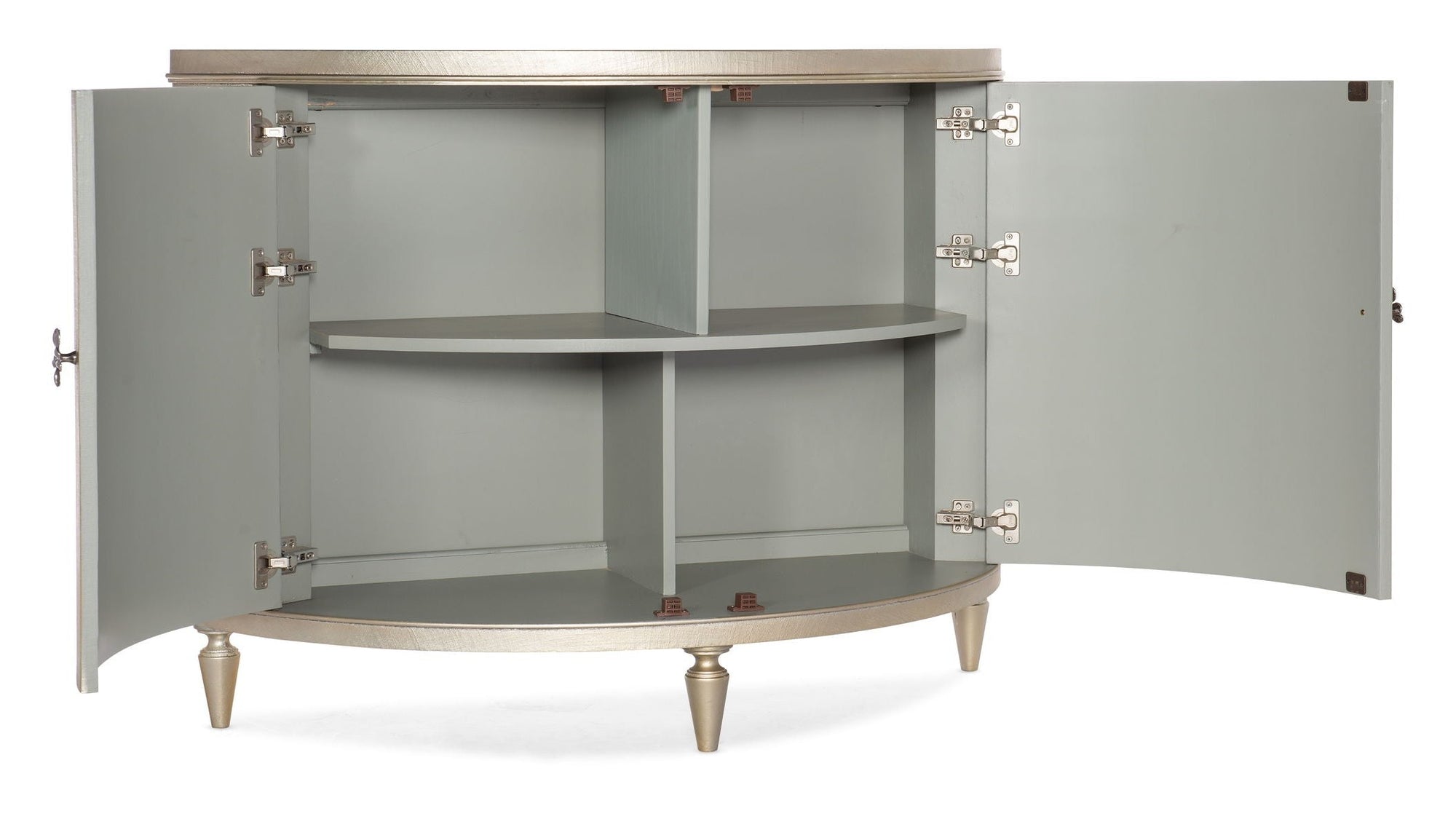Melange - Marguerite 2-Door Demilune Chest - Pearl Silver