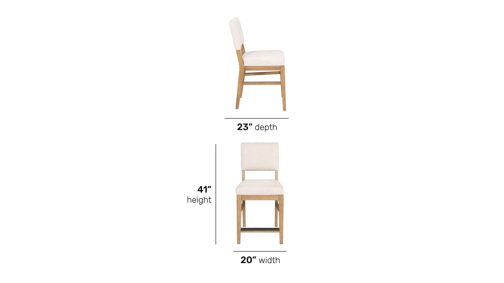 Millwork - Counter Chair Set of 2 - White / Light Brown