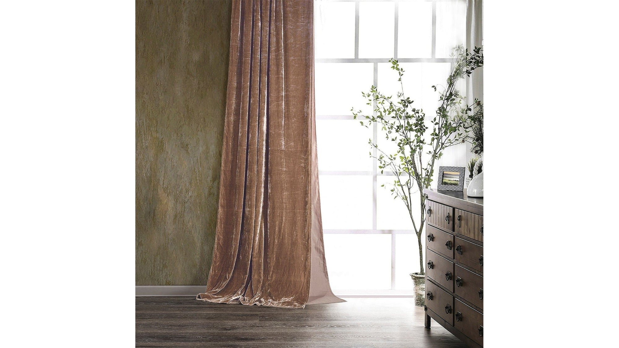 Stella - Faux Silk Velvet Curtain - Dusty Rose