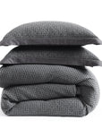 Stonewashed Cotton Waffle Weave - Queen Duvet Cover Set (Set of 3) - Slate