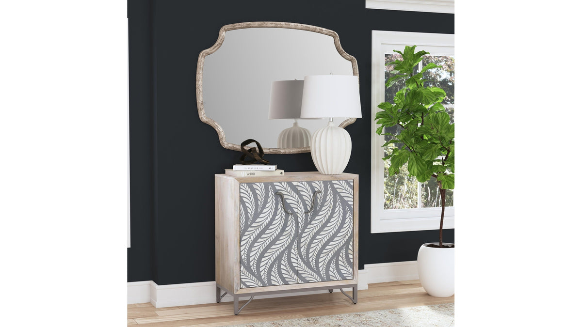 Leia - Bar Cabinet - White Mango / Ivory Bone / Gray