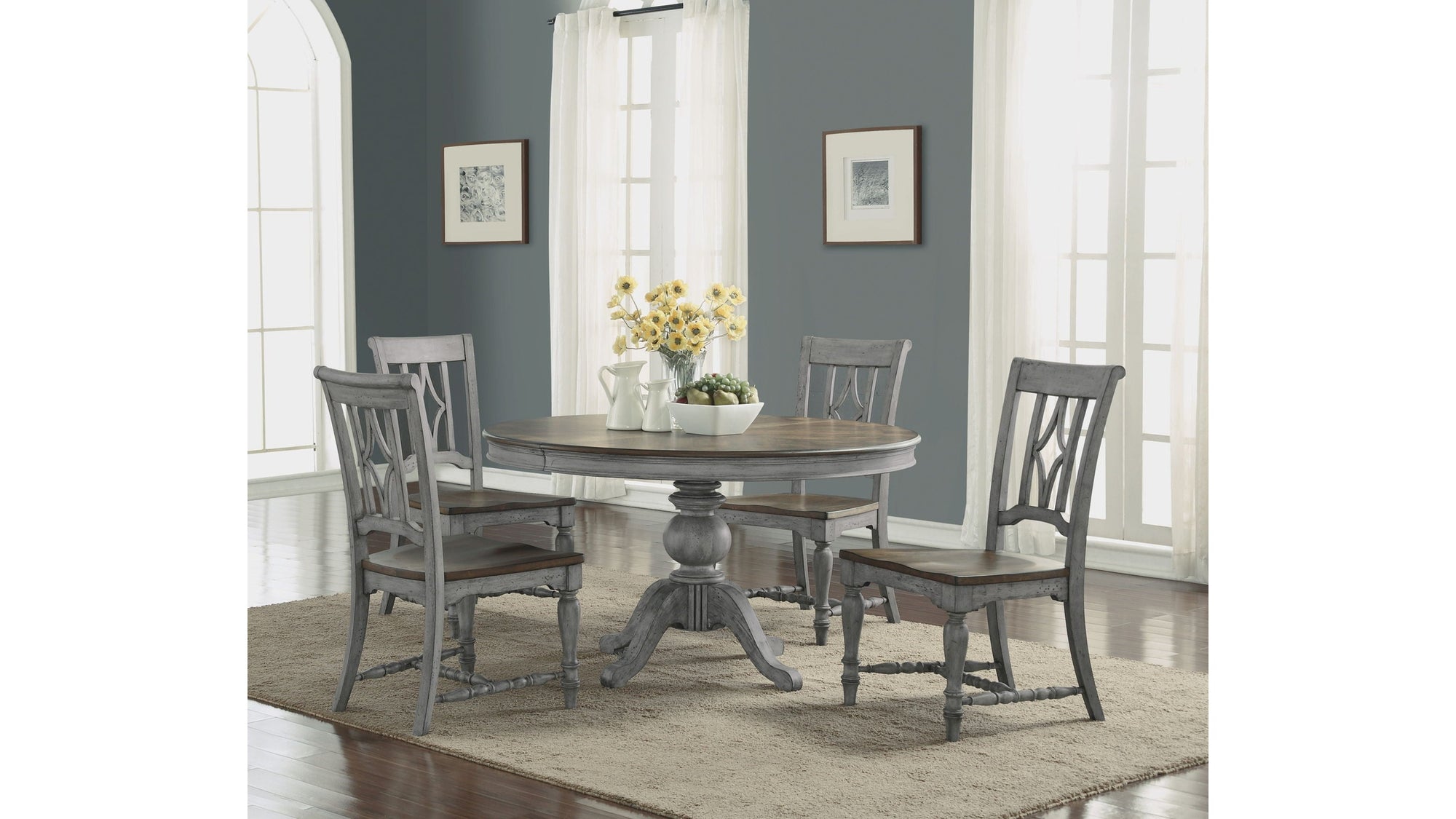 Plymouth - Dining Chair Set of 2 - Gray / Dark Brown