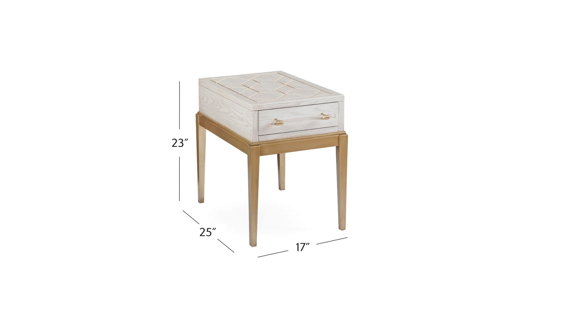 Perrine - Chairside Table - White / Gold