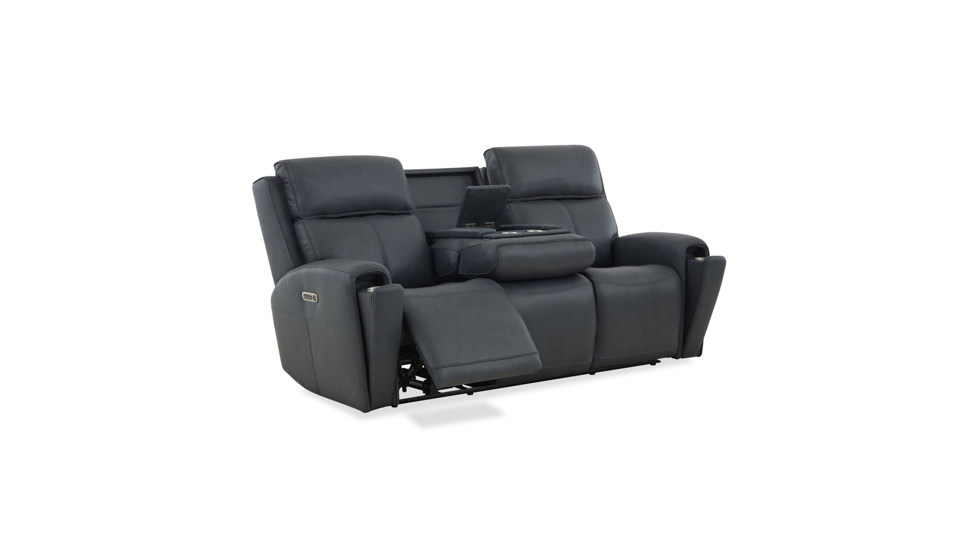 Warren - Power Reclining Sofa With Console, Power Headrest & Lumbar - Black