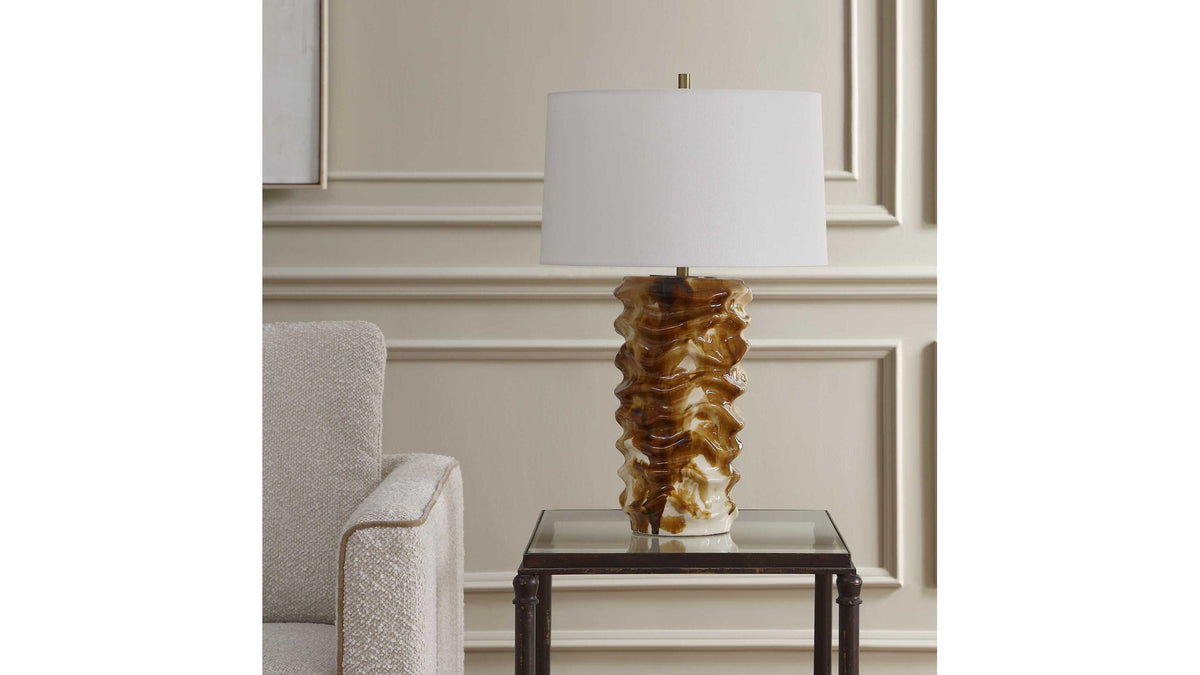 Bassa - Glazed Table Lamp - Brown / Cream