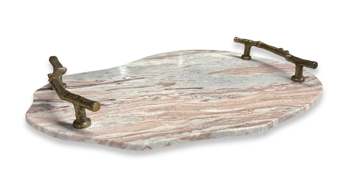 Stone And Twig - Indoor-Outdoor Tray - Gold / Gray / White