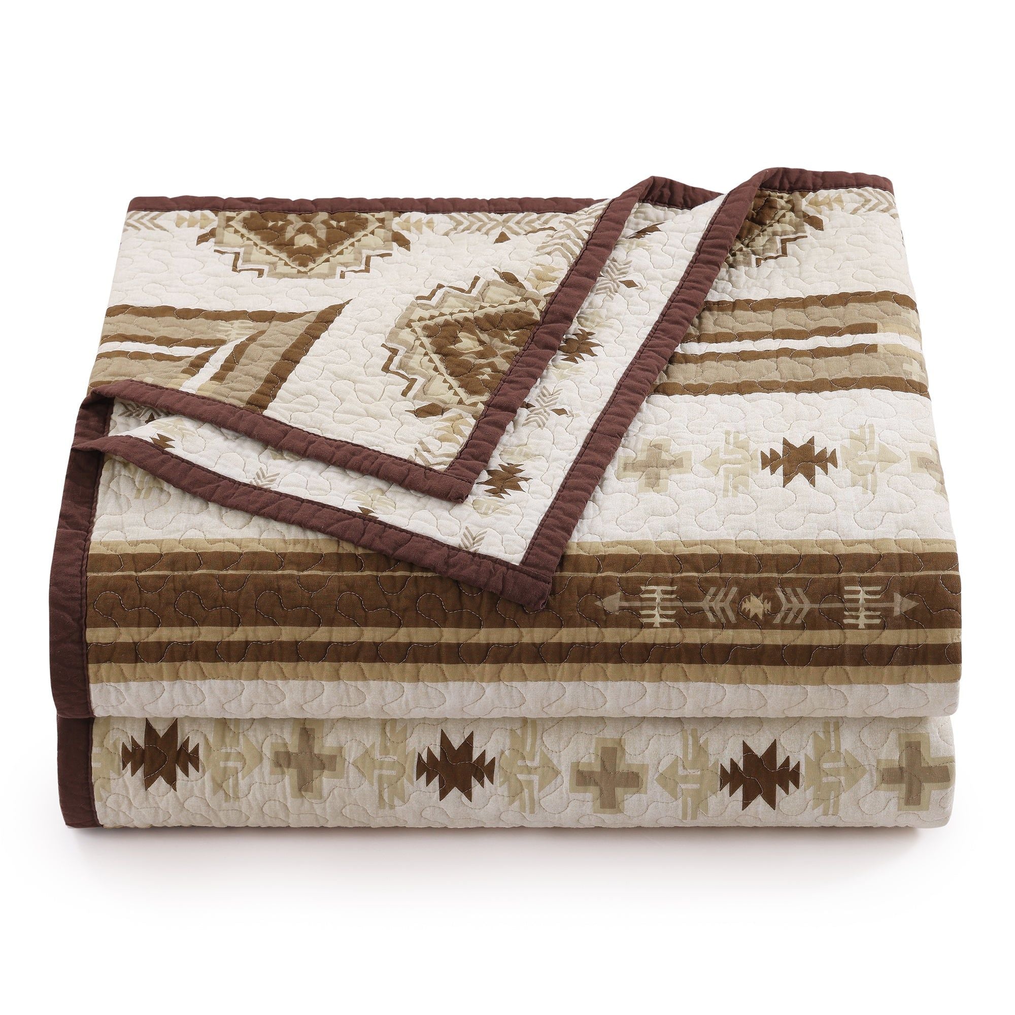 Dakota - King Reversible Quilt Set With 2 King Shams (Set of 3) - Tan