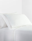 Stripe Sheet - King 350TC Embroidered Stripe Sheet Set (Set of 4) - White / Taupe