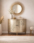 Melange - Marguerite 2-Door Demilune Chest - Pearl Silver