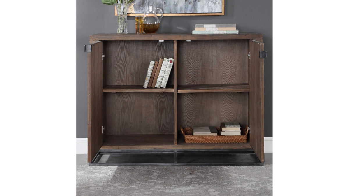 Evros - Reclaimed Wood 2 Door Cabinet - Dark Brown