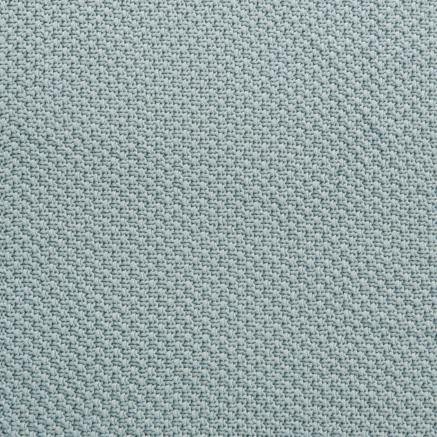 Cotton Knit - Throw Blanket - Light Blue