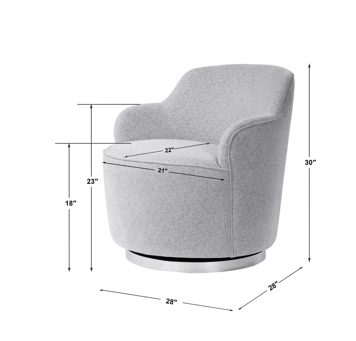 Hobart - Casual Swivel Chair - Gray