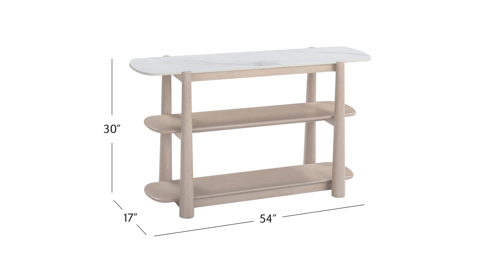 Horizons - Console Table - White Oak / White Marble