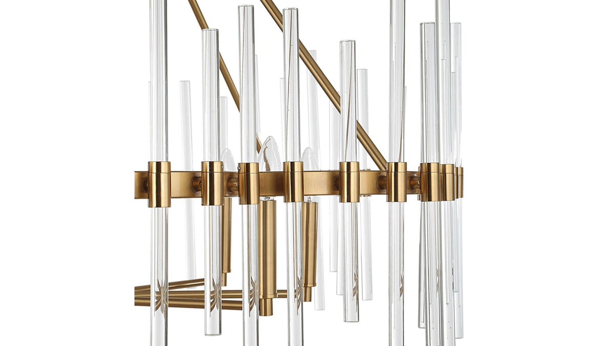 Crystal - Stick 8 Light Chandelier - Brass
