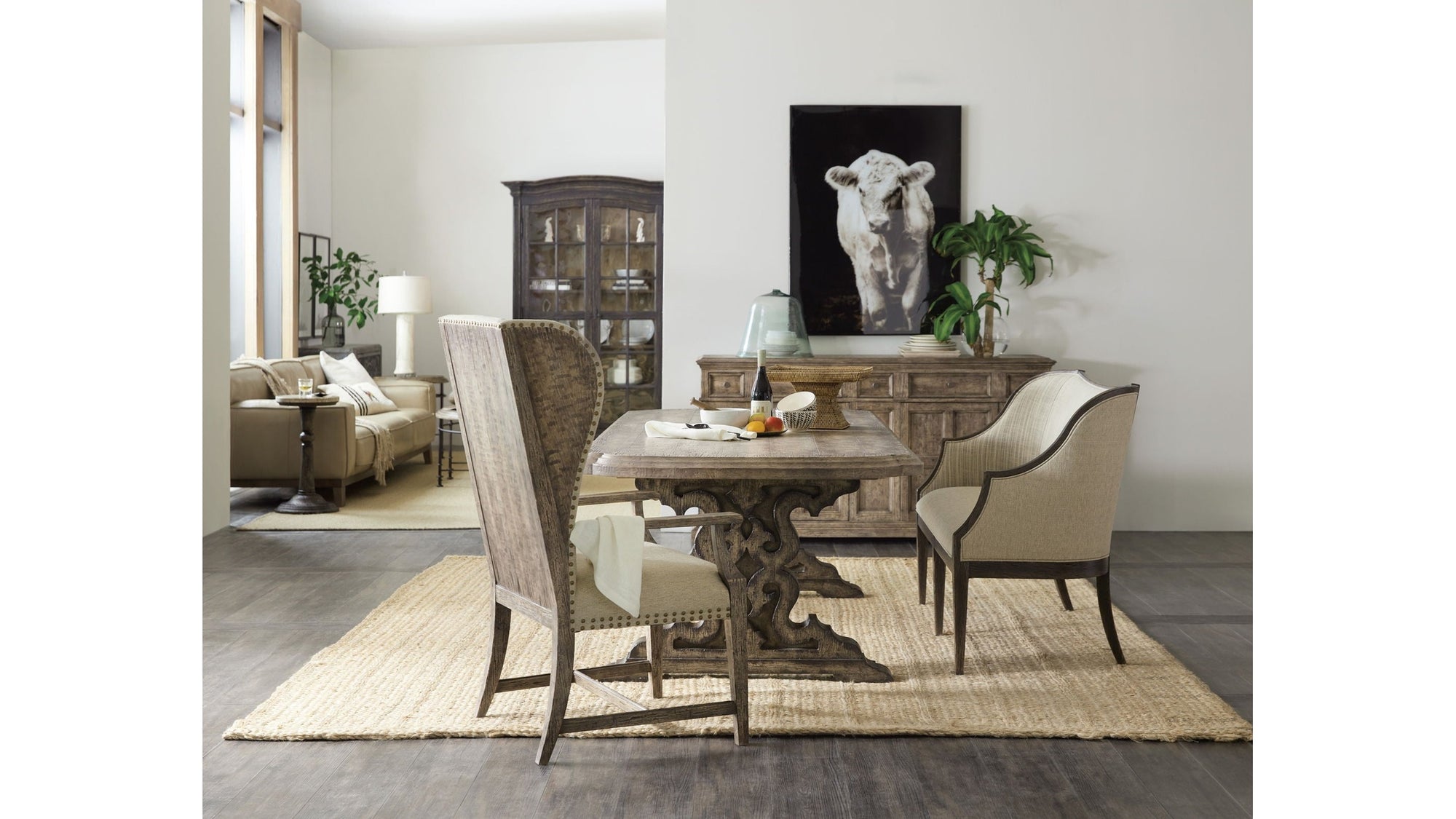 La Grange - Le Vieux 86" Double Pedestal Table With 2-18" Leaves - Light Brown