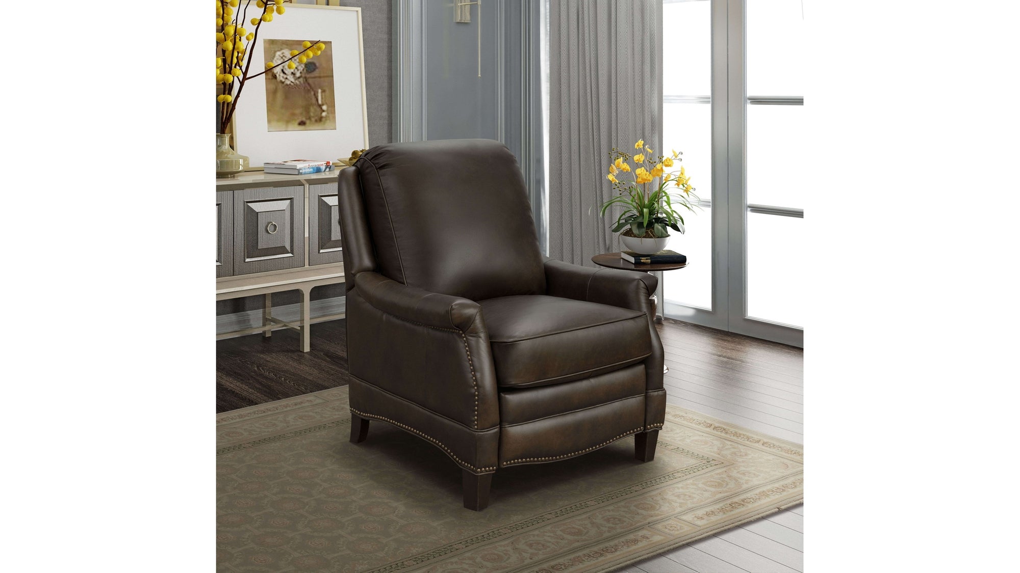 Ashebrooke - Push Thru The Arm Recliner - Walnut