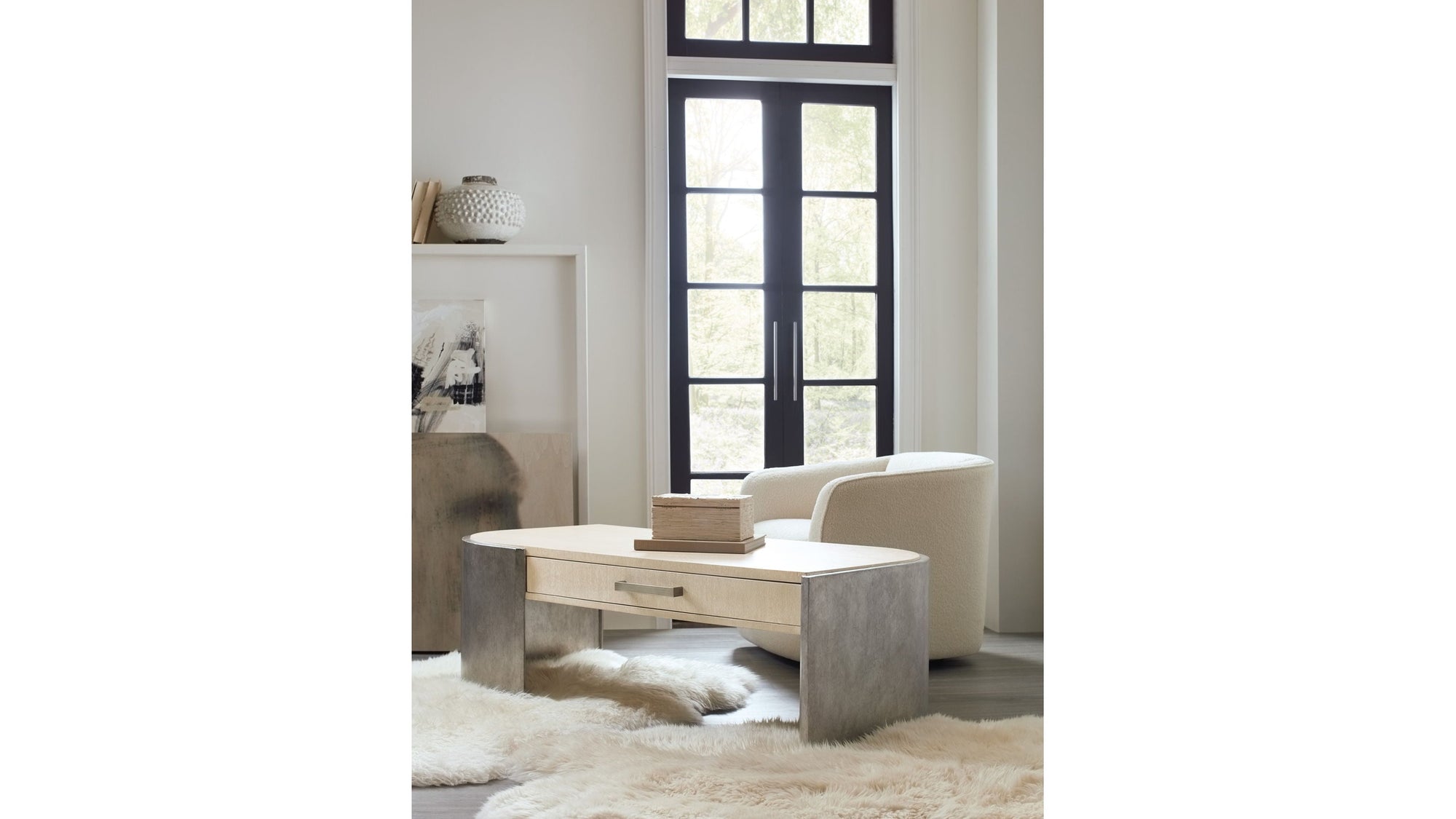 Melange - Silverfrost Cocktail Table - Pearl Silver