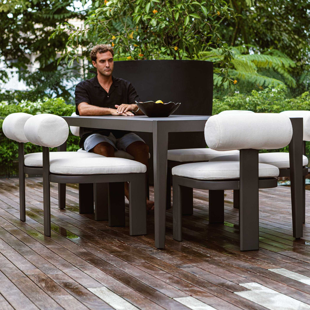 Polanco - Outdoor Aluminum Dining Table - Black