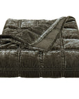 Stella - Faux Silk Velvet Double Box Stitch Throw - Fern Green