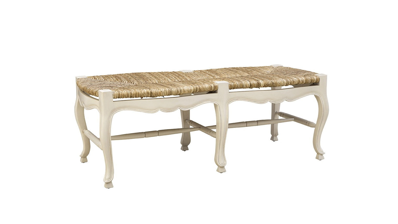 French - Backless Settee - White / Light Brown