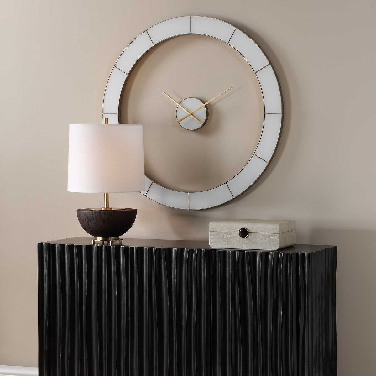 Ivory Halo - Minimalist Wall Clock - Gold / White
