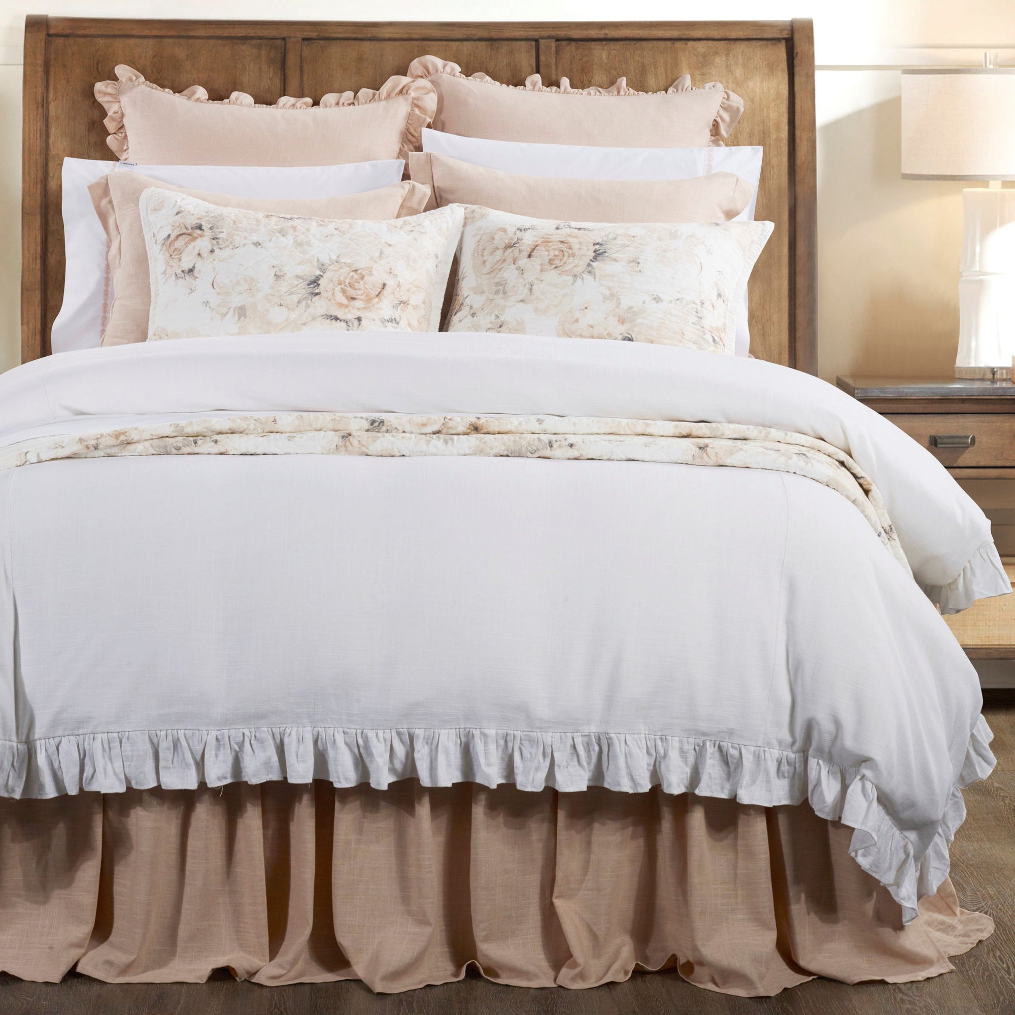 Lily - King Washed Linen Duvet Cover - White