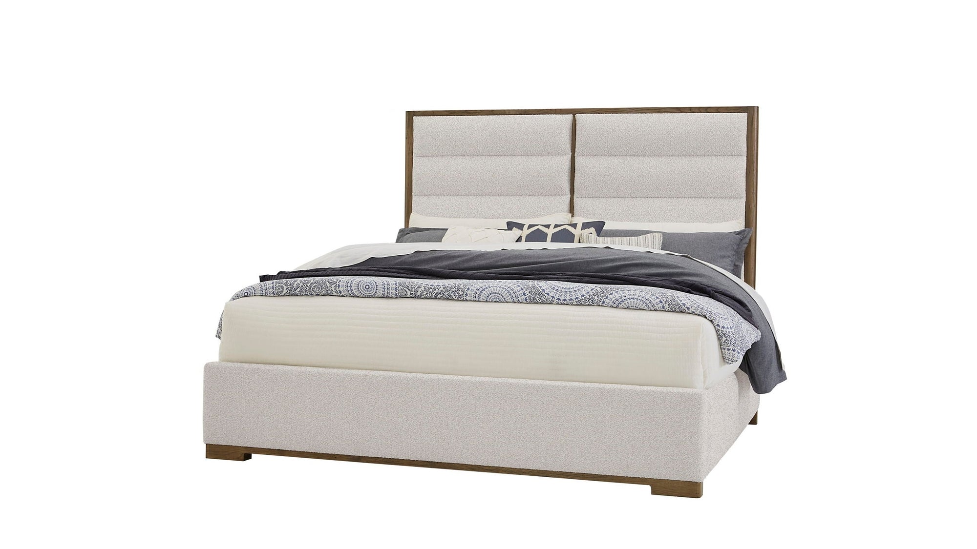 Crafted Oak - Upholstered Bed Headboard, Footboard With Rails