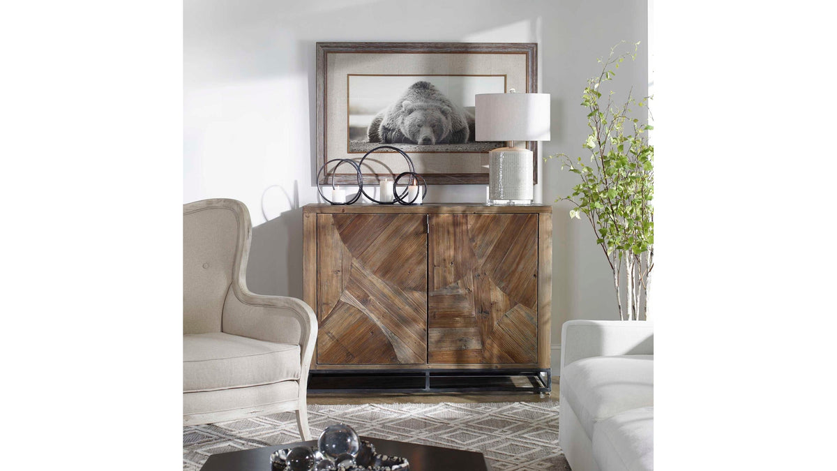 Evros - Reclaimed Wood 2 Door Cabinet - Dark Brown