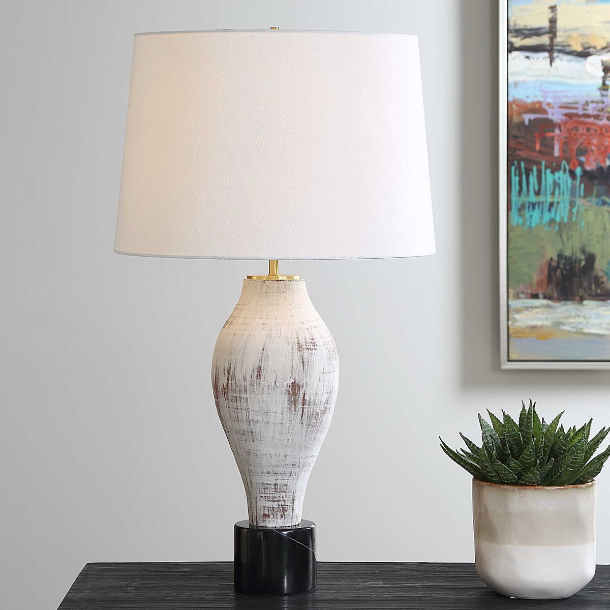 Magdaline - Rustic Table Lamp - White