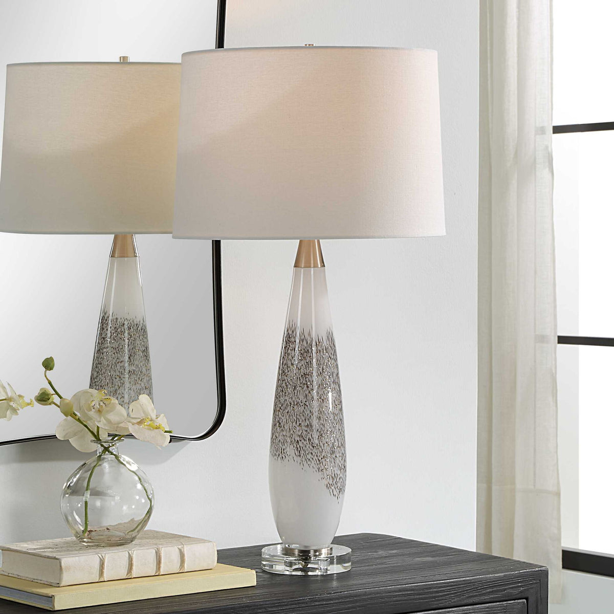 Quinn - Table Lamp - White &amp; Silver