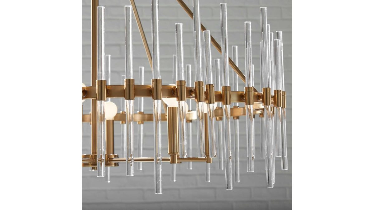 Crystal - Stick 8 Light Chandelier - Brass