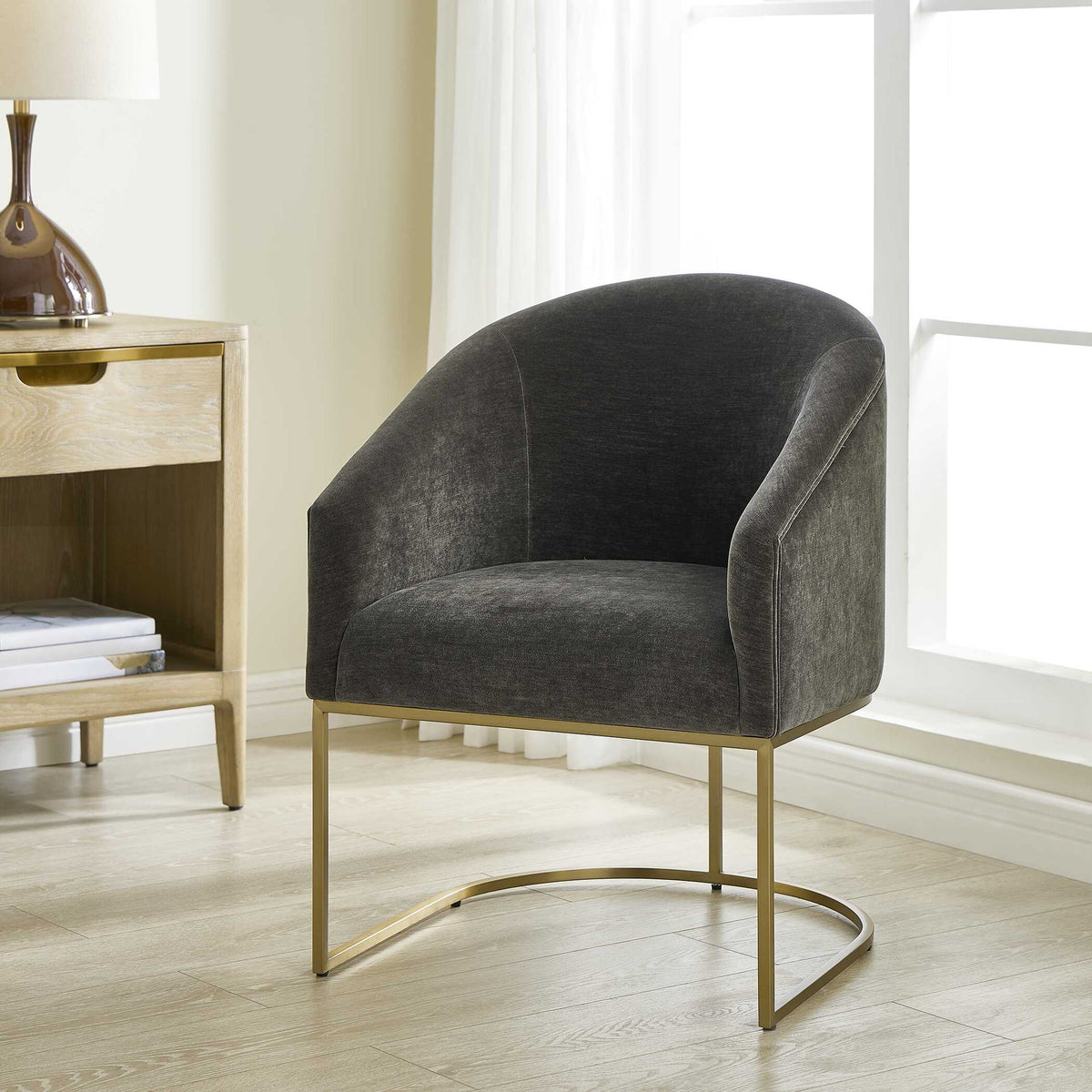 Hanni - Dining Chair - Charcoal / Gold