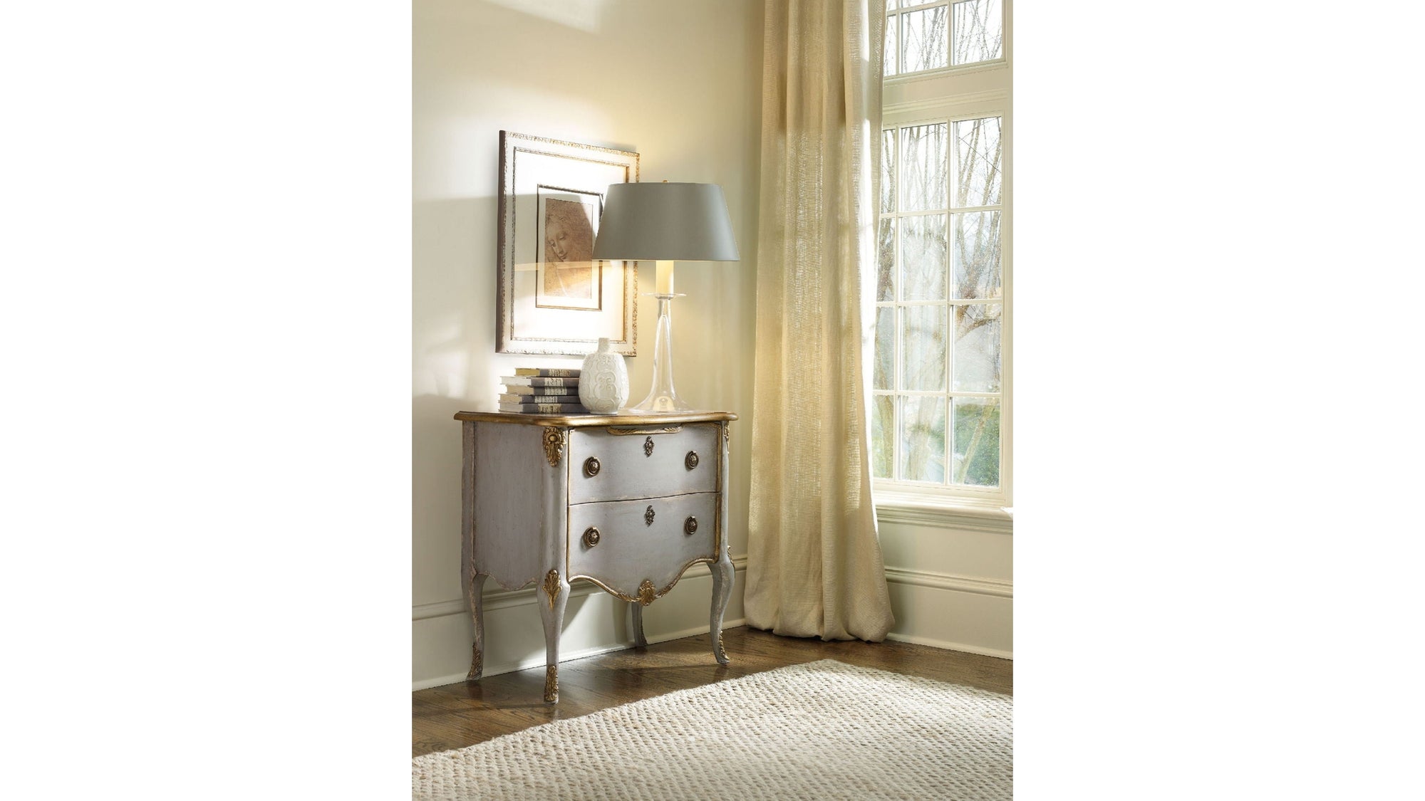 Melange - French 2-Drawer Chest - Pearl Silver
