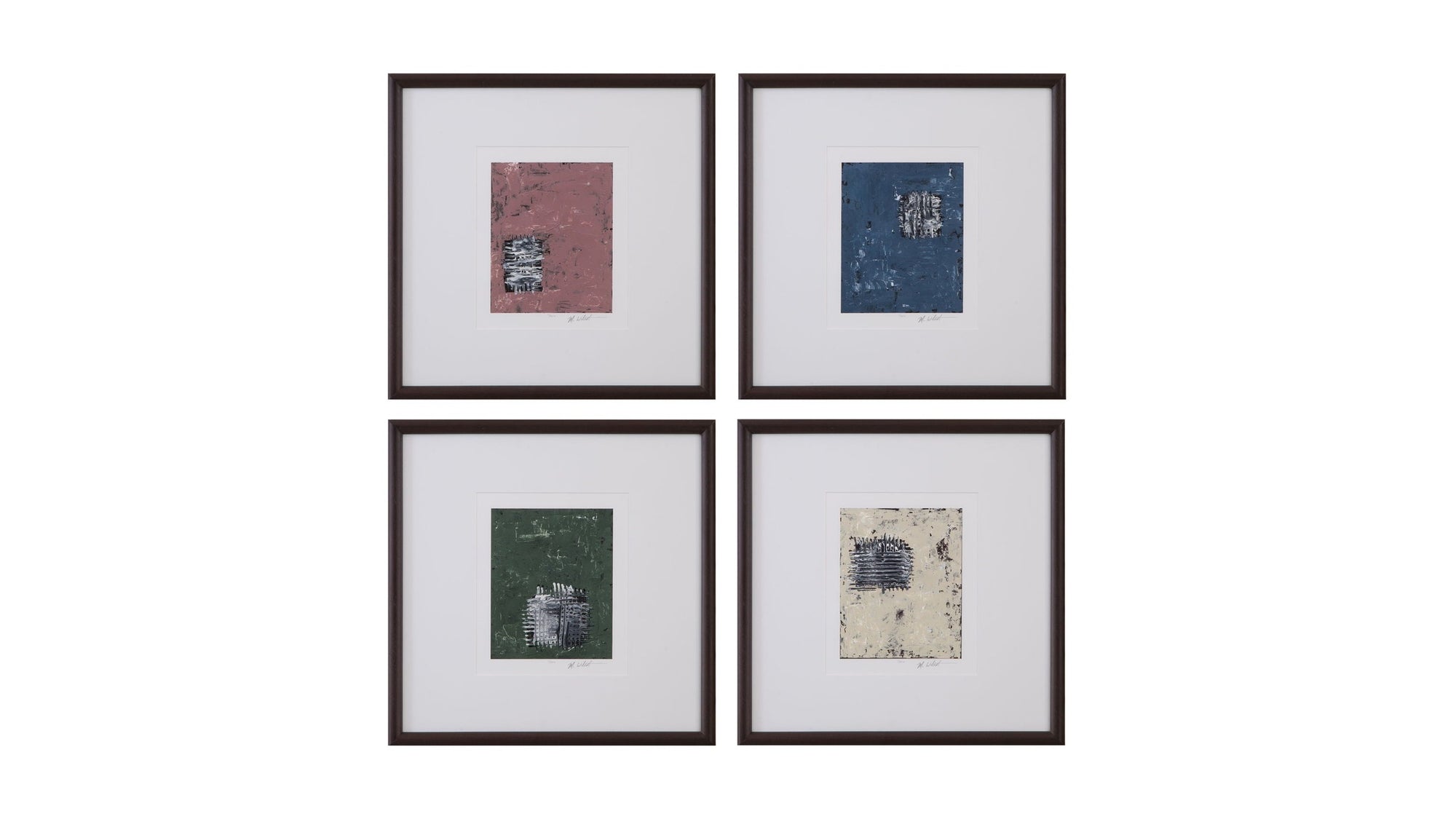 Dual Dichotomy Framed Print Set of 4 - Pink / Blue