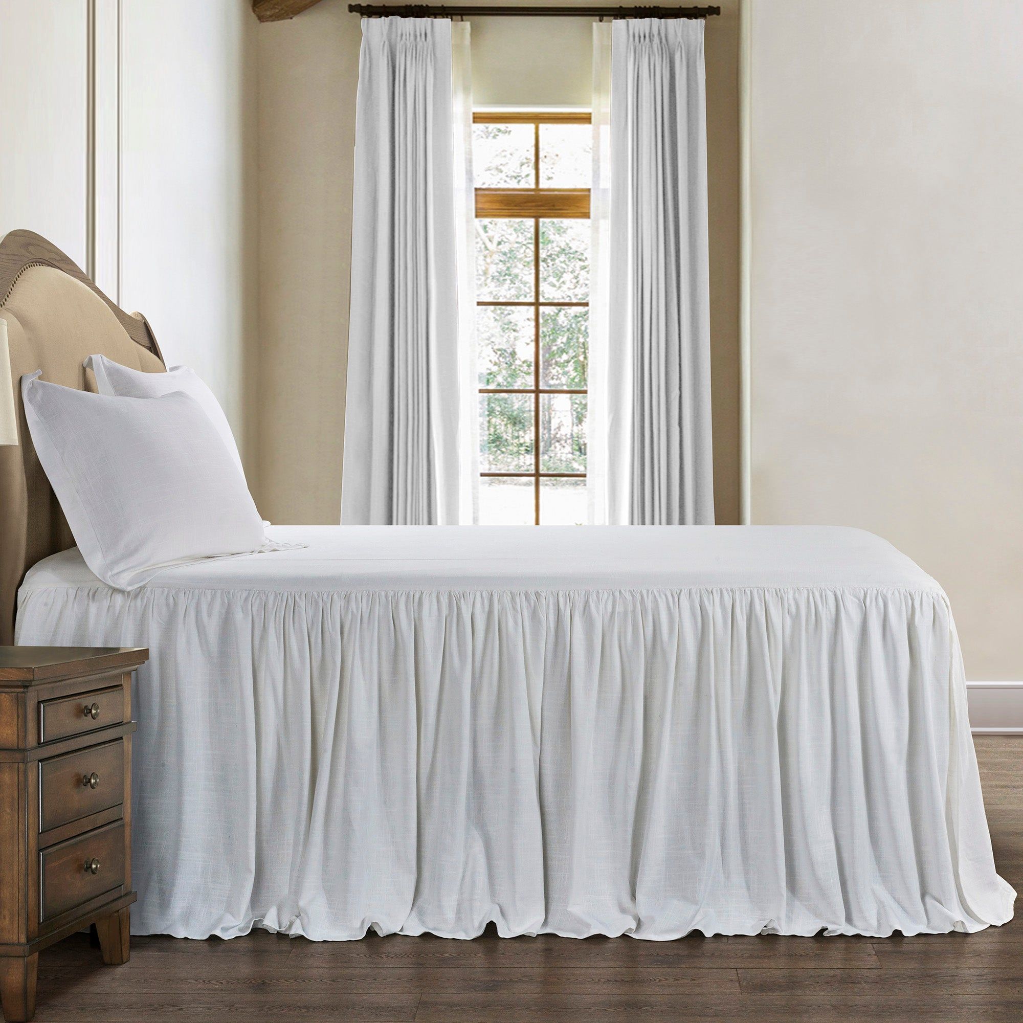 Luna - Full Washed Linen Bedspread Set (Set of 3) - White