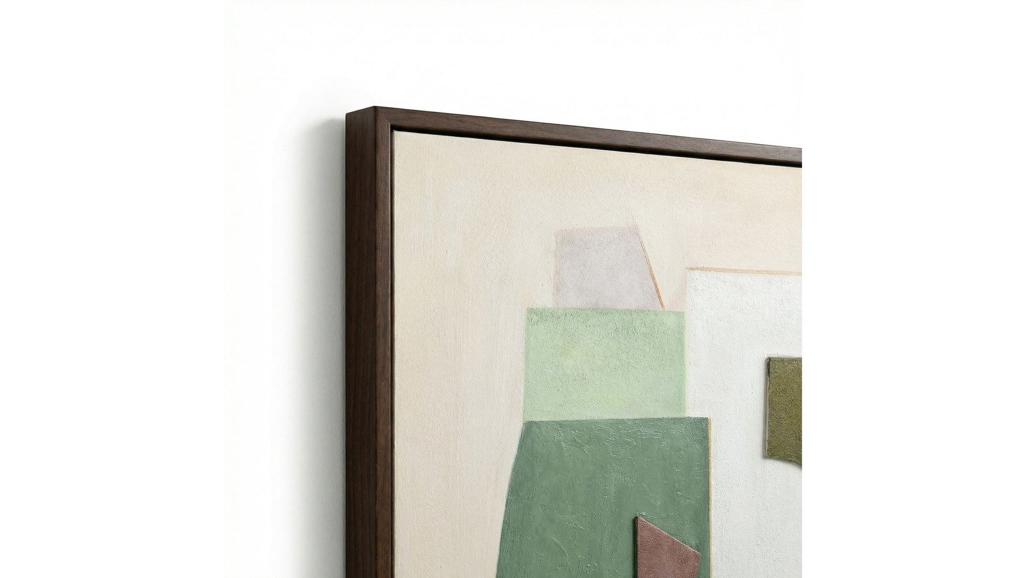 Layered Geometry Framed Canvas - Green