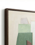 Layered Geometry Framed Canvas - Green